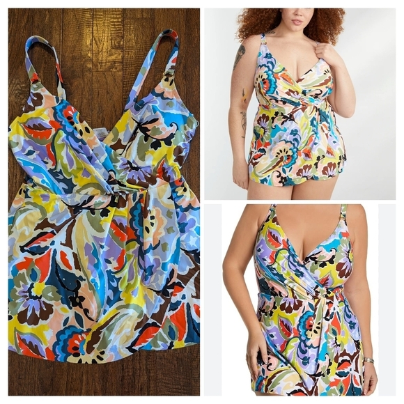 NWT Anne Cole Paisley Swim Dress plus size 20W - Picture 2 of 16